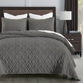 HORIMOTE HOME Quilt Set Queen Size Grey, Classic Geometric Diamond Stitched by HORIMOTEHOME