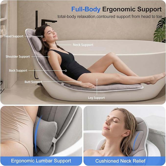 Full Body Bath Pillow for Bathtub, Thick 5D Air Mesh Luxury Spa Tub Cushion - Image 5