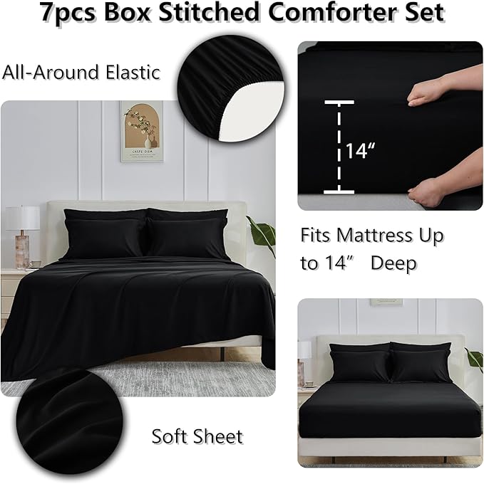 CozyLux California King Comforter Set Black - Image 4
