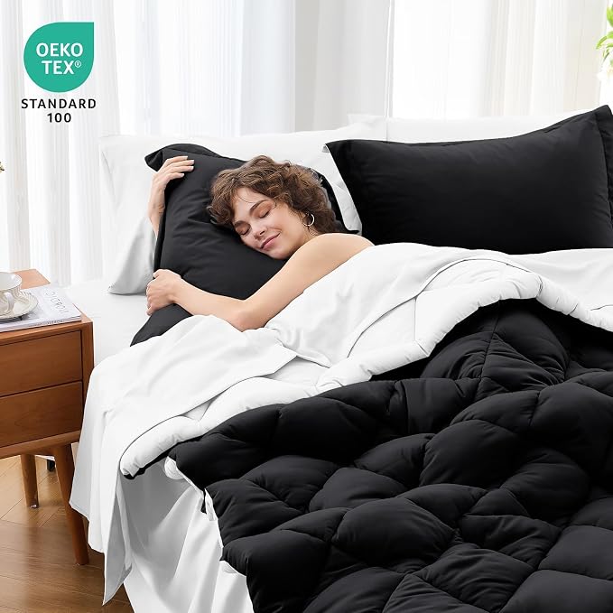 MUXHOMO 7 Pieces King Comforter Set, Reversible Bed in a Bag King Size - Image 4