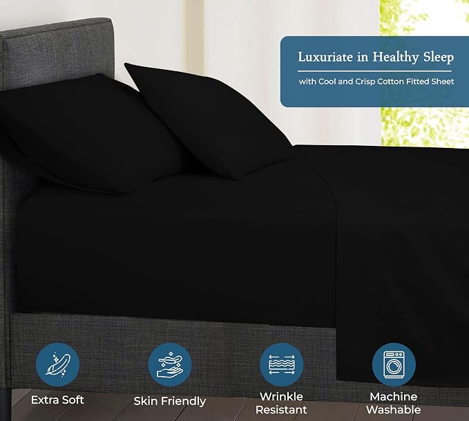 Royale Linen 400 Thread Count 100% American Grown Cotton Fitted Sheet Twin Size - Image 3