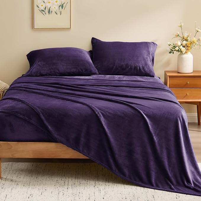 BEDELITE Flannel Sheets Twin Size Purple - Image 2