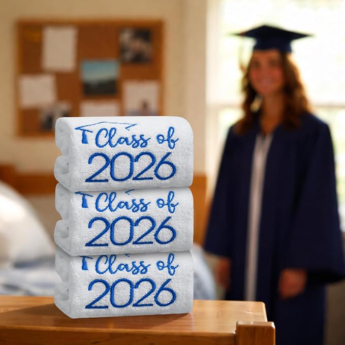 MASHAN Class of 2026 Graduation Hand Towels 3 Pack, 100% Cotton Soft Absorbent - Image 6