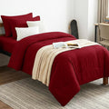 CozyLux Twin XL Comforter Set Dark Red, 5 Pieces Bed in a Bag Twin Extra Long by CozyLux