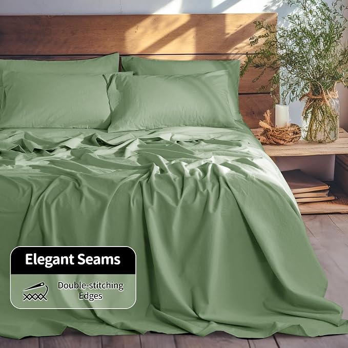 LBRO2M 100% Pure Linen Sheet Set Deep Pocket Up to 16" Bed Sheets Sets - Image 7