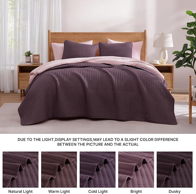 WRENSONGE King Size Quilt-3 Pieces Lightweight Italian Plum Bedspreads King - Image 7