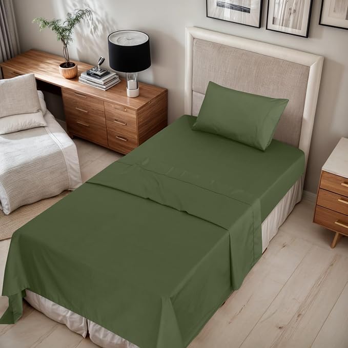 RUVANTI 100% Cotton Sheets – Twin Size Percale Bedding, Cooling & Breathable - Image 2