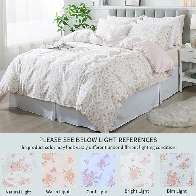 FADFAY Pink Floral Duvet Cover Set - Image 5
