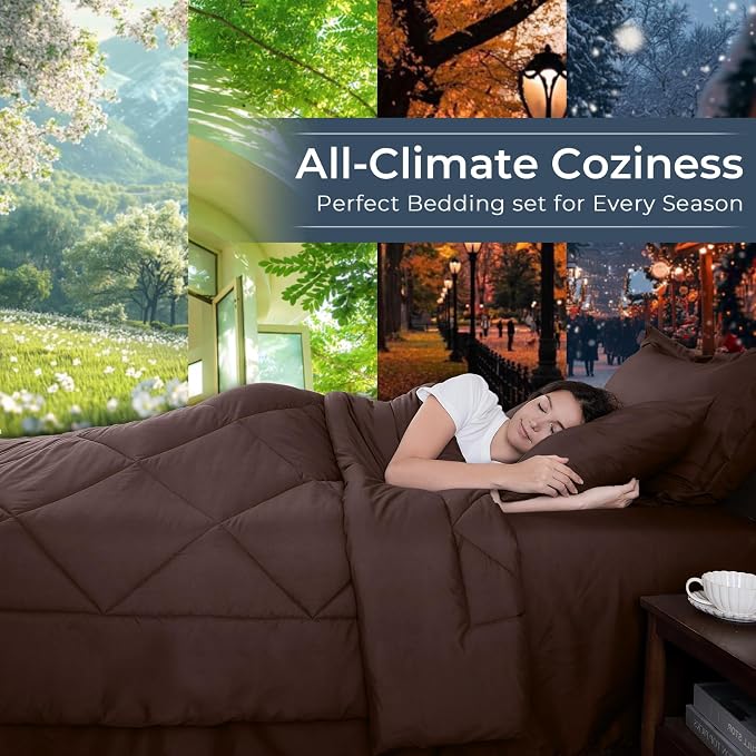 HEVUMYI Brown King Comforter Set - Image 3