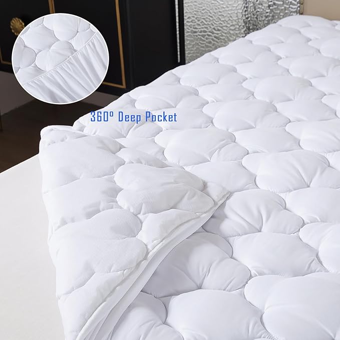 WhatsBedding Queen Mattress Pad, Fitted Queen Mattress Protector Soft - Image 4