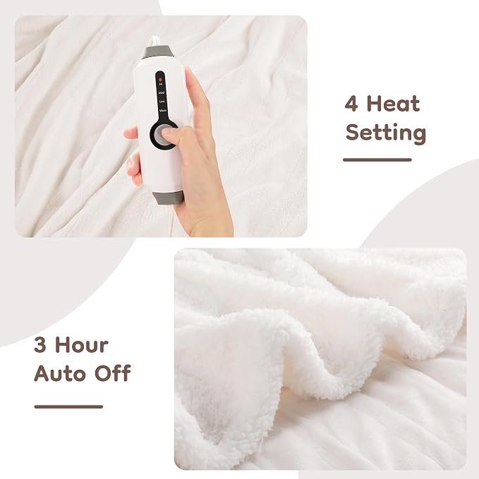 LaffyLo Heated Throw Blanket 50 x 60, Fast Heating Electric Blanket, Dual-Sided - Image 3