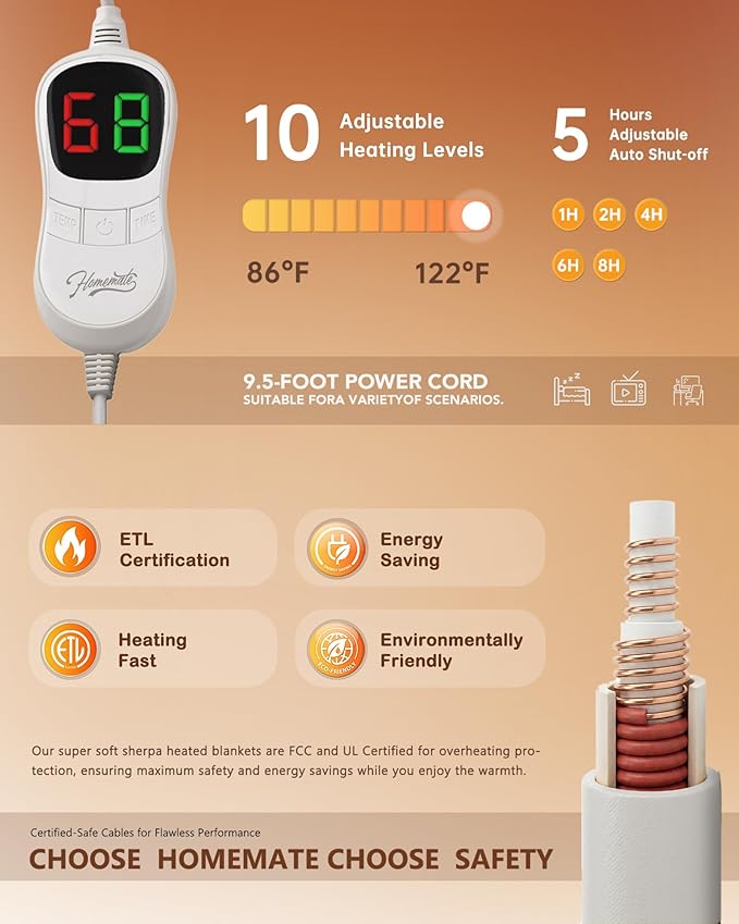 Homemate Heated Blanket Electric Throw - Image 5