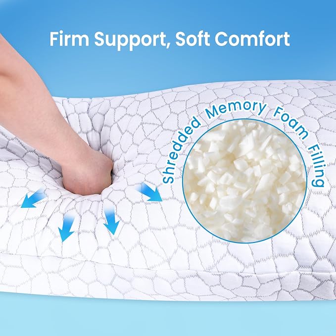 QUTOOL Cooling Pillow for Sleeping, CertiPUR-US Shredded Memory Foam Full Body - Image 7