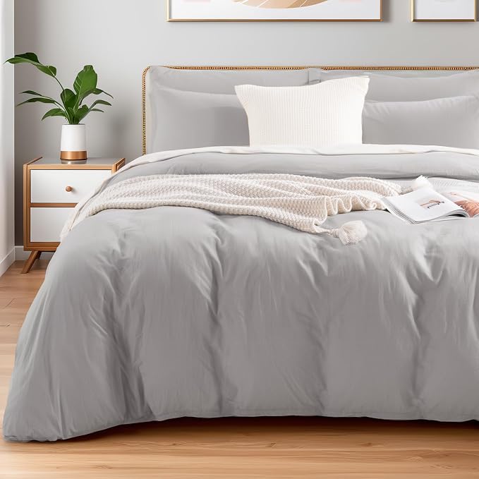 NEXHOME PRO Duvet Cover Set California King Linen Look Textured Organic Natural by NEXHOMEPRO