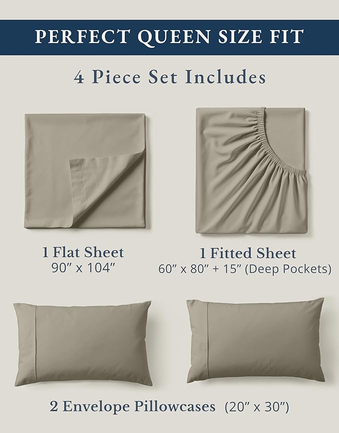 LANE LINEN 100% Organic Cotton Mercerized Queen Sheets, Soft & Comfy Naturally - Image 4