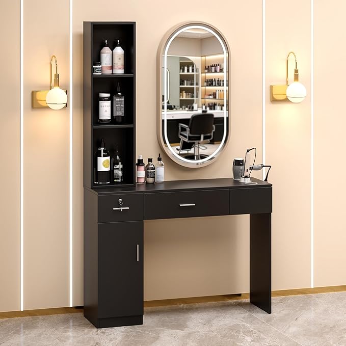 OmySalon Salon Stations for Hair Stylist, Locking Barber Station Organizer - Image 2