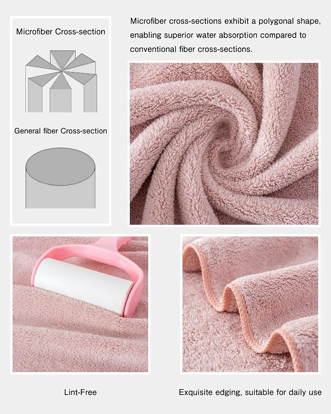 sakano 4-Piece Bath Towel Set, Quick-Dry Absorbent Lint Free & Launder Soft - Image 4