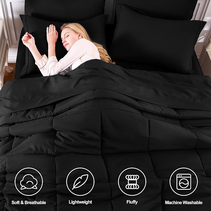CozyLux Twin XL Comforter Set Black - Image 2