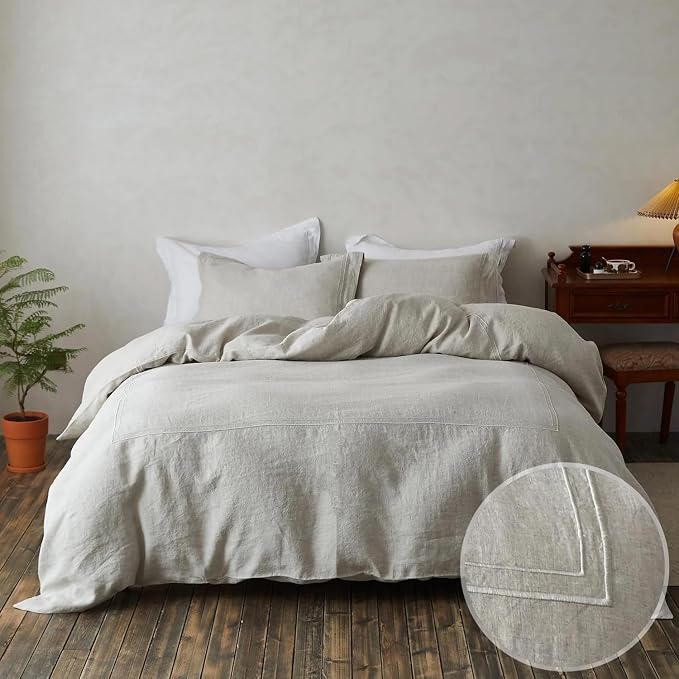 Simple&Opulence 100% Washed Linen Duvet Cover Set 68"x86" - Image 7