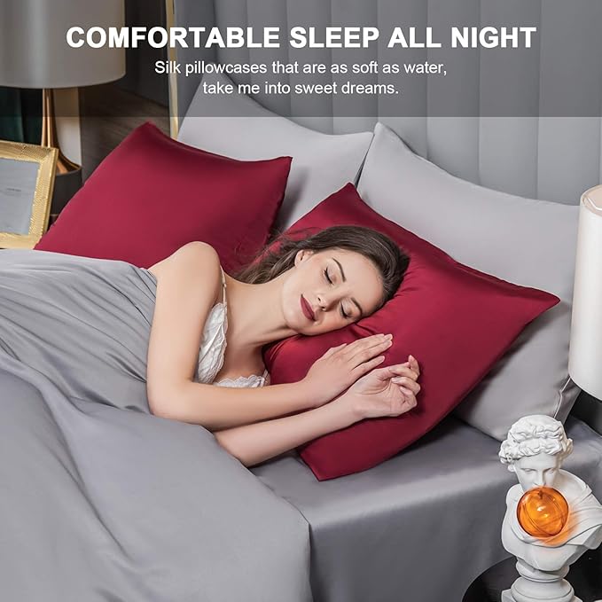 Mulberry Silk Pillowcase for Hair and Skin, King Size Cooling Silk Pillow Case - Image 4
