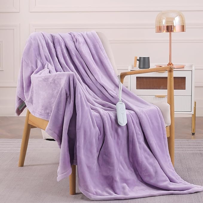 HOMLYNS LuxeHeat Heated Blanket Electric Blanket, Soft Flannel Sherpa Heated - Image 7