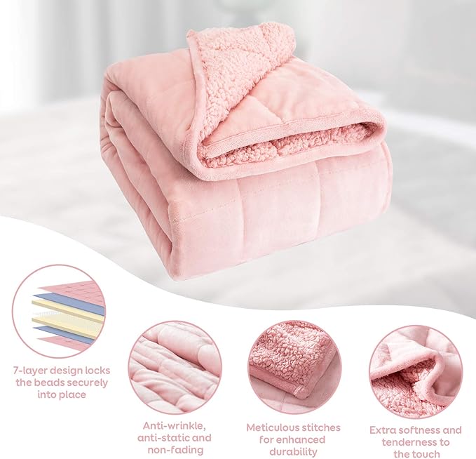 Cottonblue Weighted Blanket Queen Size 15lbs, Sherpa Weighted Blankets - Image 4
