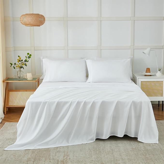 ILAVANDE White King Sheets Set 6 Piece, Hotel Luxury Super Soft 1800 Series - Image 2