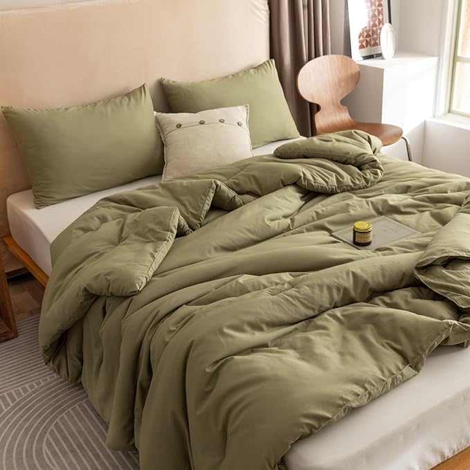 ROSGONIA California King Comforter Set Olive Green, All Season Bedding Blanket by ROSGONIA