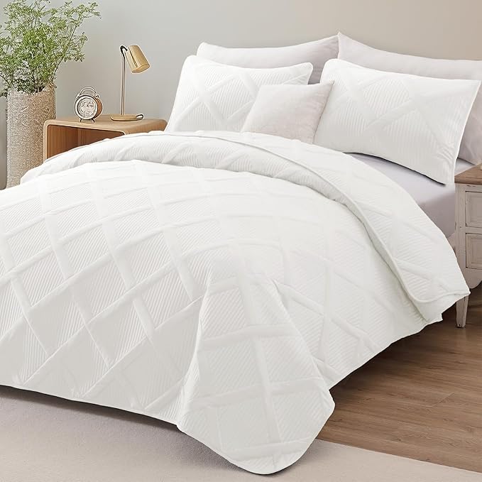 Exclusivo Mezcla King Quilt Set- White Quilts Bedding Set - Image 2