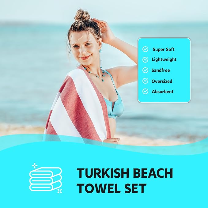 HAVLULAND Turkish Beach Towels, Oversized 40"x72" Turkish Bath Towel, Highly - Image 5