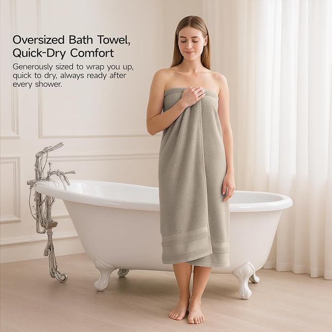 REDKISS 100% Cotton Bath Towels Set of 2, Extra Large Bath Sheets 35 X 70 Inches - Image 4