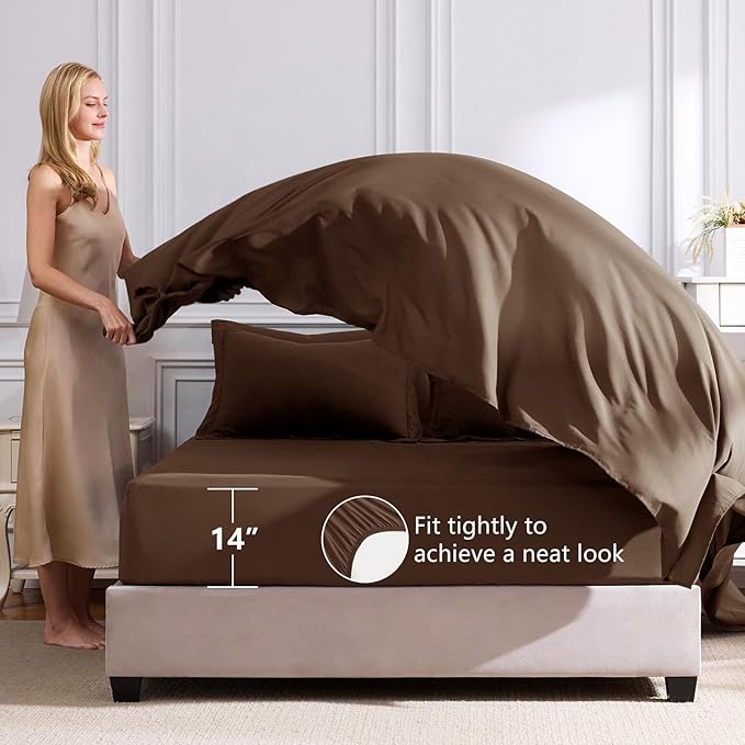 CozyLux Queen Comforter Set Brown - Image 5