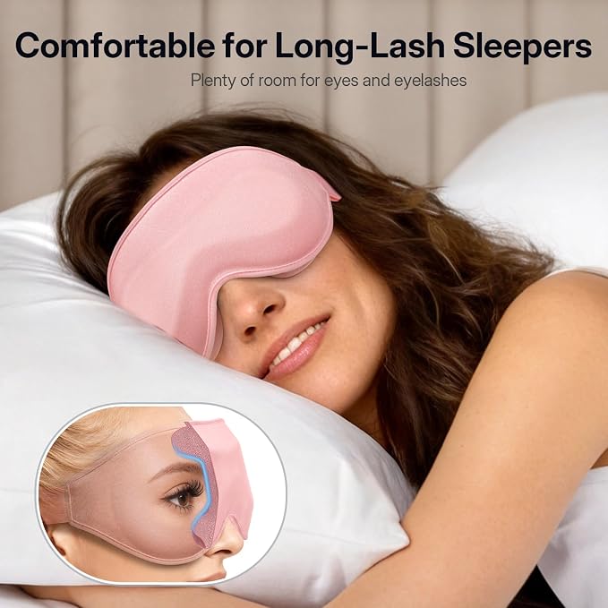 LitBear Long Lash Sleep Mask for Women Men Side Sleeper, 3D Contoured Light - Image 2