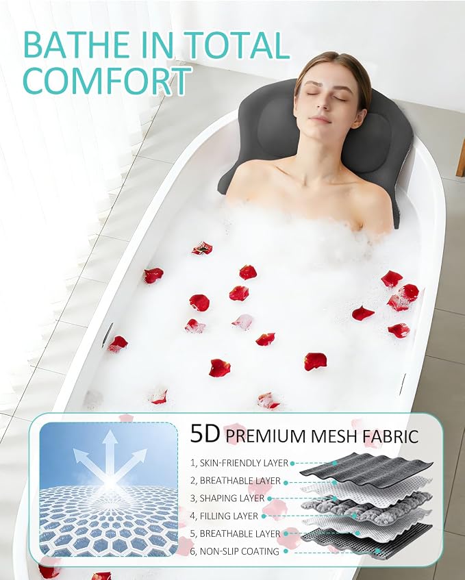 Full Body Bath Pillow for Bathtub, 5D Thick Tub Pillow for Bathtub - Image 9