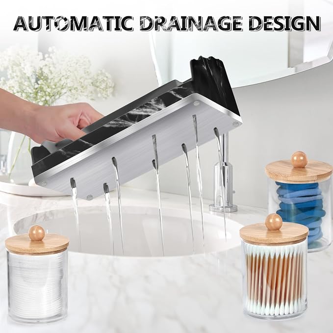 TuCao Marble Bathroom Countertop Organizer, Toothbrush Holders - Image 6