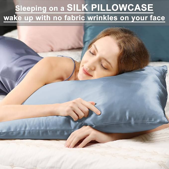 Ravmix Silk Pillow Cases with Zipper, 21momme Mulberry Silk Pillowcase - Image 3