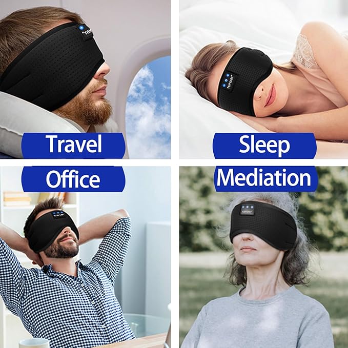 TOPOINT Sleep Mask with Bluetooth Headphones, Breathable Silk Eye Mask - Image 8