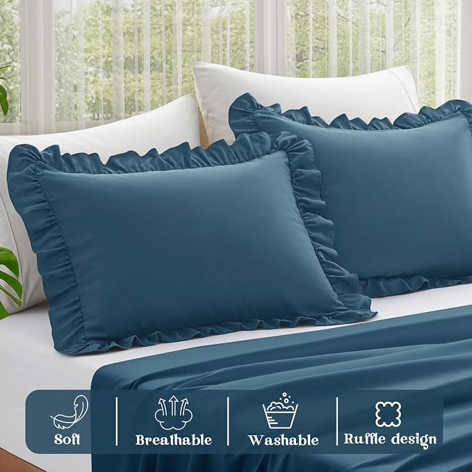 KKJIAF Ruffle Pillow Cases King Size Set of 2, Ruffled Pillow Covers - Image 4