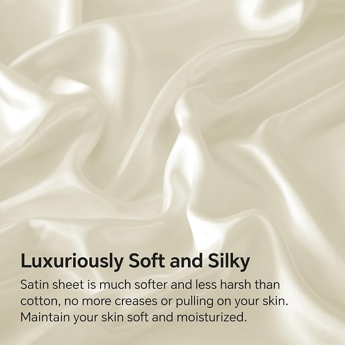 BEDELITE Satin Fitted Sheet and Pillowcases Set, Luxury Soft Similar to Silk - Image 3