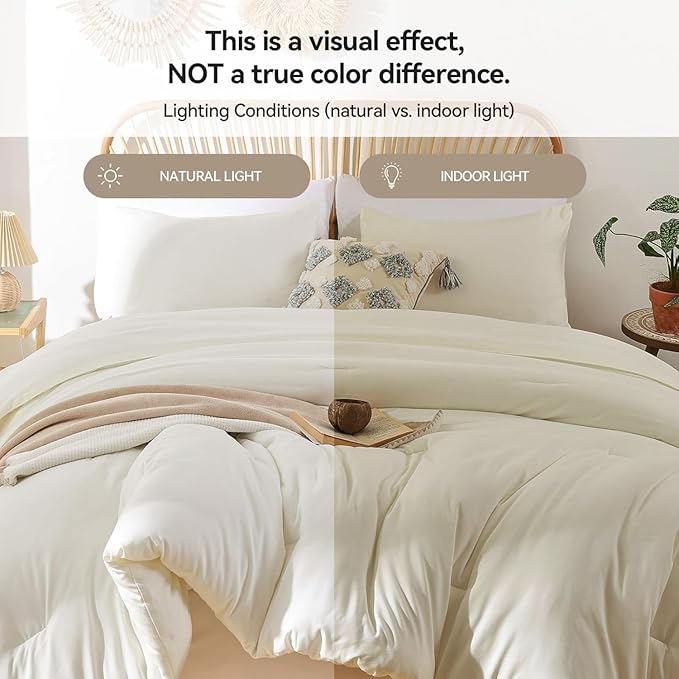 ROSGONIA Oversized Queen Comforter Ivory - Image 3