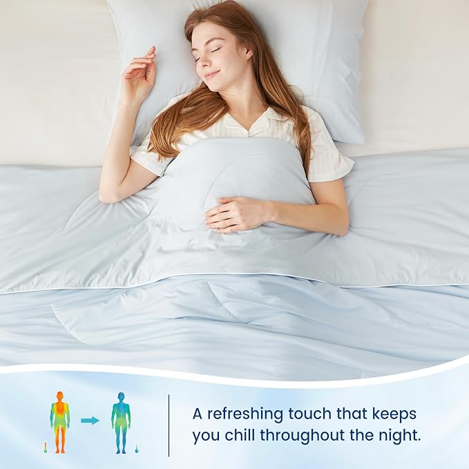 Cozy Bliss Cooling Comforter Twin Size, Reversible Lightweight Cooling Blankets - Image 4