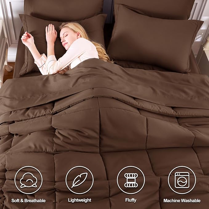 CozyLux Twin XL Comforter Set Brown - Image 2