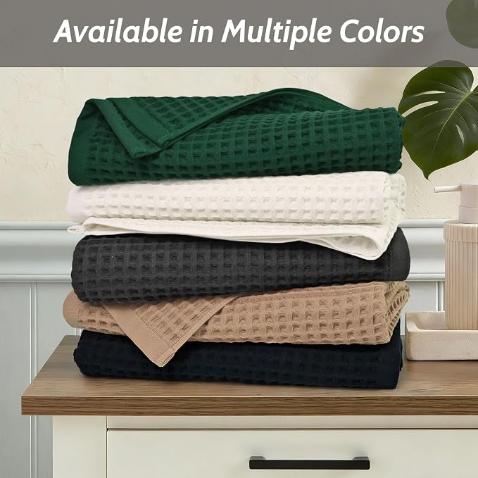 Jacquotha Waffle Bath Towels Set of 2 – Cotton, Quick Dry, Low Lint, 31” x 62” - Image 8