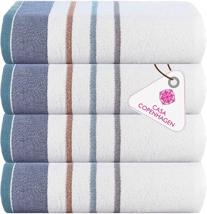 CASA COPENHAGEN White Bay 4Pcs 100% Egyptian Cotton Designer Hand Towels Gift by CASACOPENHAGEN