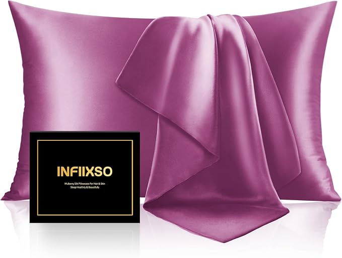 INFIIXSO Mulberry Silk Pillow Cases King Size Set of 2, Silk Pillowcase by INFIIXSO