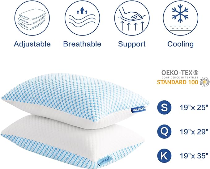 EASELAND Firm Pillows Shredded Memory Foam - Image 5