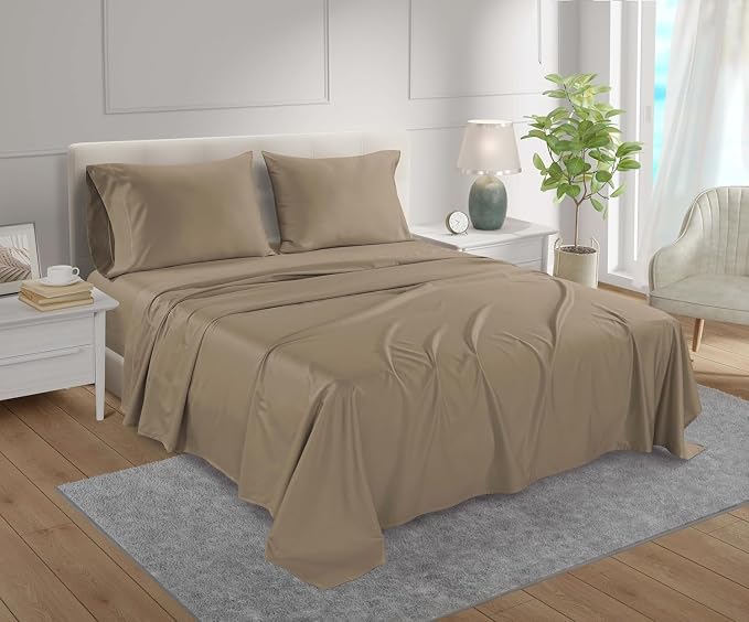 King Sheet Set, 100% Cotton Bed Sheets King Size Sheets 15" Deep Pocket Set by CHATEAUHOMECOLLECTION