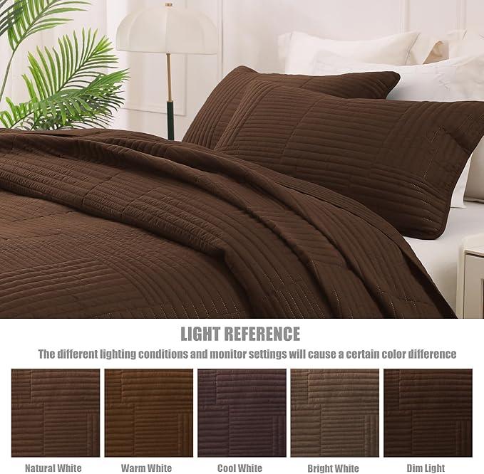 Whale Flotilla Ultra Soft Queen Quilt Bedding Set, Lightweight Microfiber Brown - Image 5