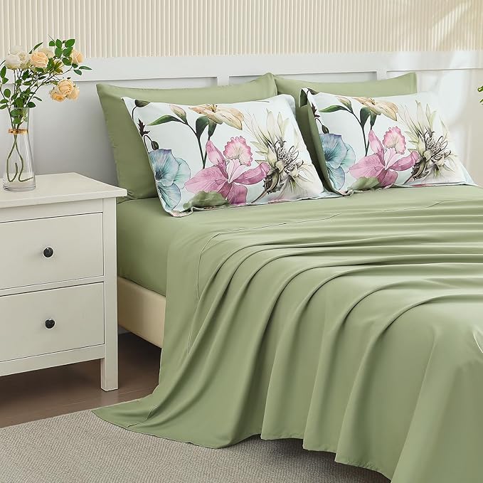 Yogeneg Queen Comforter Set 7 Piece Bed in a Bag, Elegant Floral Botanical - Image 4