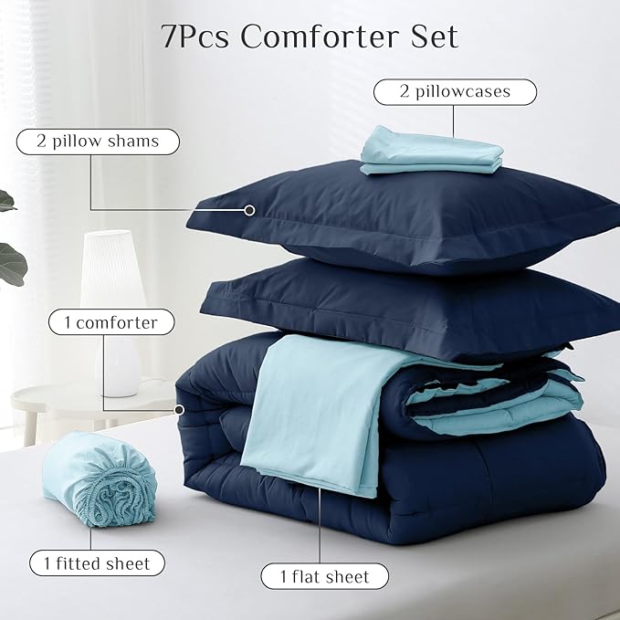 JOLLYVOGUE Full Comforter Set, Ultra-Soft Bed in a Bag Full Size 7 Pieces - Image 5
